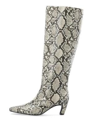 BIACLARA Knee High Boot Faux Snake - White