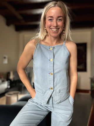DEMISW VEST - Light Blue striped