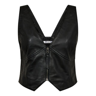 PhoebeCC Leather Zip Vest - Black