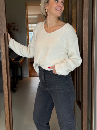 MMBine LS V-neck Knit - Ecru