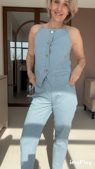 DEMISW VEST - Light Blue striped