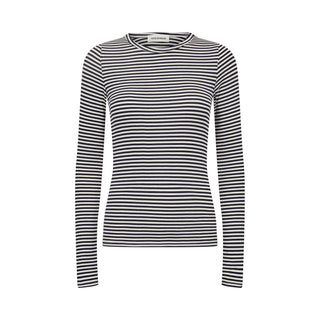 Petricia gestreepte rib longsleeve - BLACK