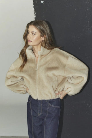 FeraCC Faux Fur Jacket - Creme