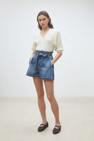 Kiki - Paper bag denim shorts