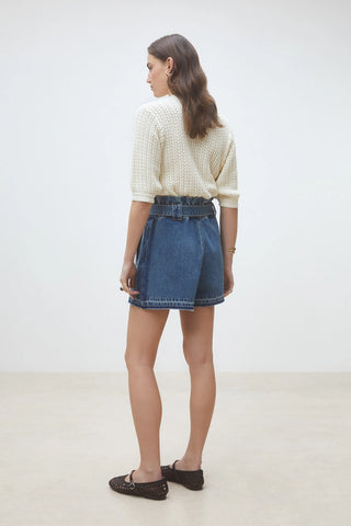 Kiki - Paper bag denim shorts