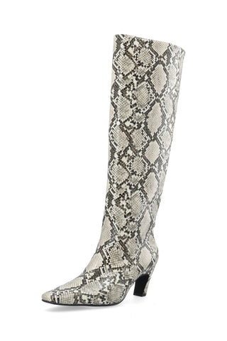 BIACLARA Knee High Boot Faux Snake - White