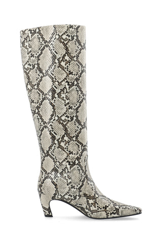 BIACLARA Knee High Boot Faux Snake - White