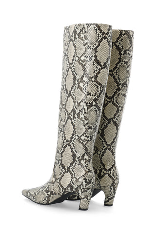 BIACLARA Knee High Boot Faux Snake - White