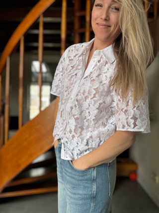 MMLia River SS Lace Shirt - White