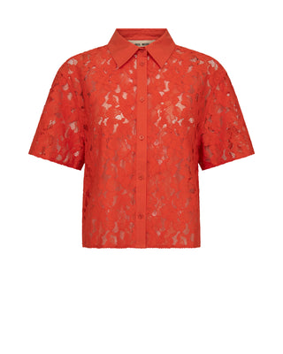 MMLia River SS Lace Shirt - Spicy Orange