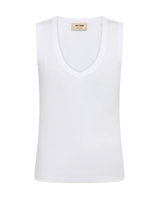 MMElle V-neck Solid Tank Top - white