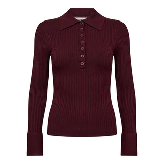 BonnyCC Polo LS Knit - Winered