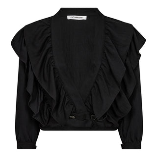 SuedaCC Frilly Blouse - Black