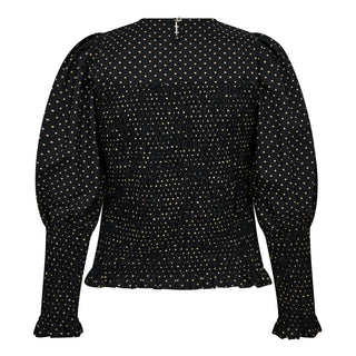 DavinaCC Dot Smock Blouse - Black