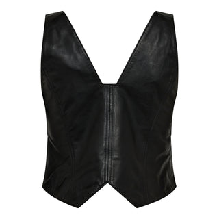 PhoebeCC Leather Zip Vest - Black