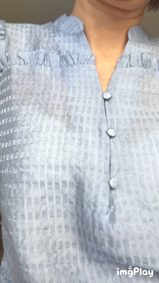 HeraCC Frill SS Blouse - Blue