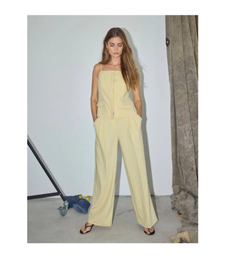 NilanCC Pleat Pants - Pale Yellow