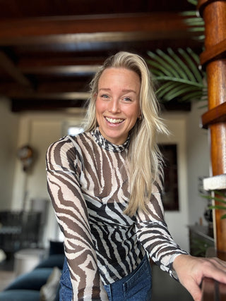 LaLa San Mesh Top - Zebra Zwart