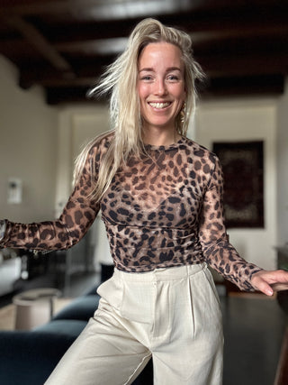 LaLa Mesh Top - Panter bruin/zwart
