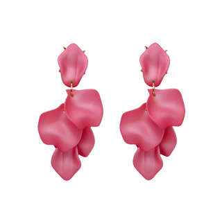 Leaf Earrings Pearl Strong Pink