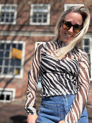 LaLa San Mesh Top - Zebra Zwart