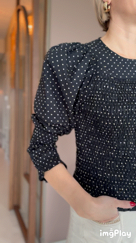 DavinaCC Dot Smock Blouse - Black