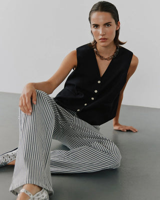 LUCCASW JEANS - Black striped