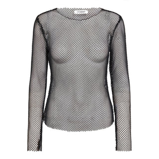 KrystalCC Net Blouse - Transparant zwart