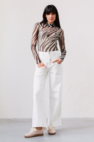 LaLa San Mesh Top - Zebra Zwart
